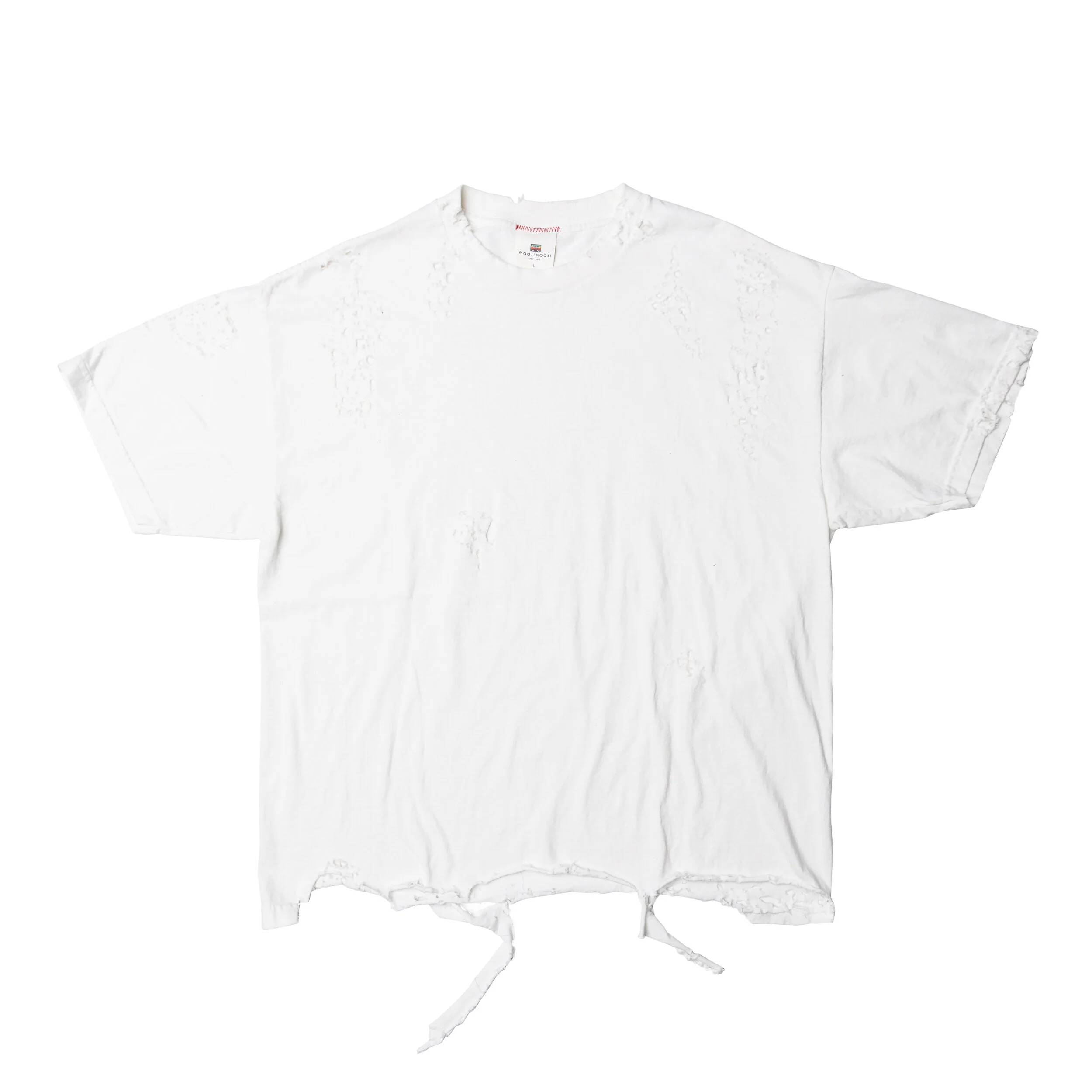★ILLIGO★ Honeydew Hotfix Loose Crop T-Shirt White 25SMTOP2 OVERSIZE CROP T-SHIRT / HEAVY DESTROYED WHITE — MOOJIMOOJI